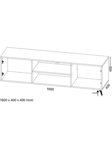 Atlantis Matte Black Large TV Cabinet, 3182