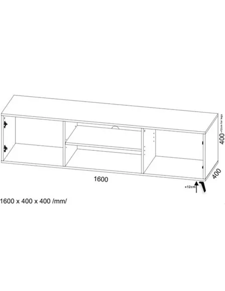 Atlantis Matte Black Large TV Cabinet, 3182