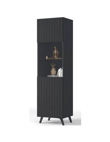 Atlantis Matte Black Tall Display Cabinet, 3183