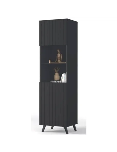 Atlantis Matte Black Tall Display Cabinet, 3183