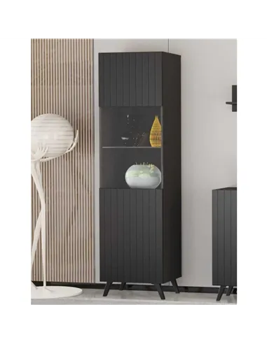 Atlantis Matte Black Tall Display Cabinet, 3183