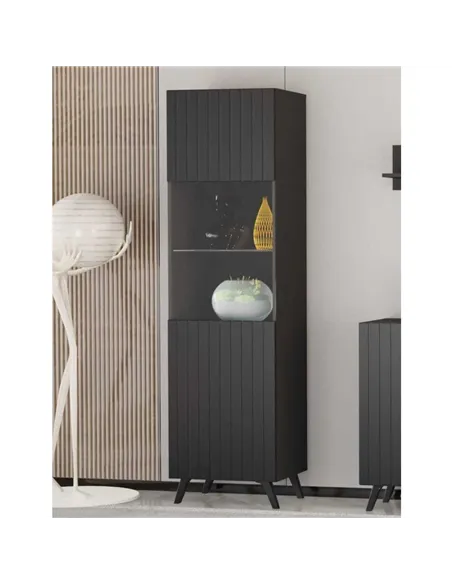Atlantis Matte Black Tall Display Cabinet, 3183