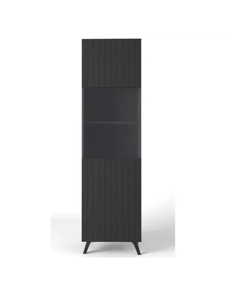 Atlantis Matte Black Tall Display Cabinet, 3183