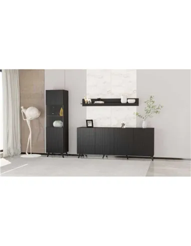 Atlantis Matte Black Tall Display Cabinet, 3183