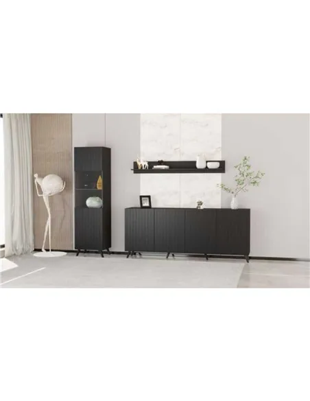 Atlantis Matte Black Tall Display Cabinet, 3183