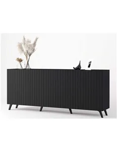 Atlantis Matte Black Wide 4 Door Sidebooard, 3181