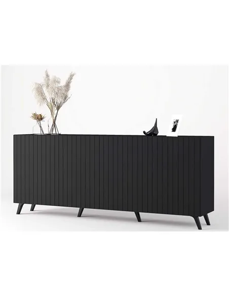 Atlantis Matte Black Wide 4 Door Sidebooard, 3181