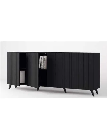 Atlantis Matte Black Wide 4 Door Sidebooard, 3181