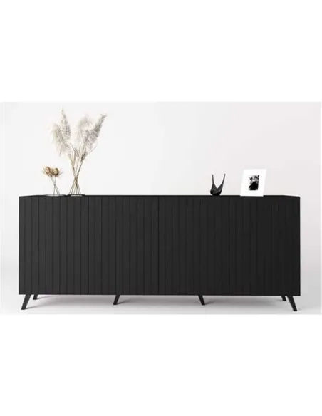 Atlantis Matte Black Wide 4 Door Sidebooard, 3181