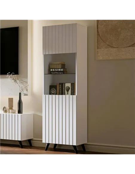 Atlantis Matte White Tall Display Cabinet, 3199