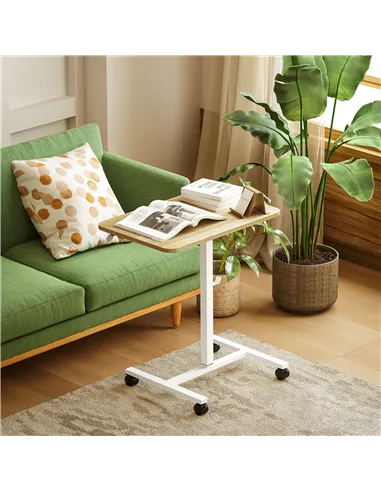 HOMCOM 75-115cm Manual Adjustable Sit-To-Stand Desk - White/Wood-Effect