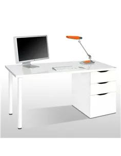 Blanco Artic White Desk With 3 Drawers, 2490