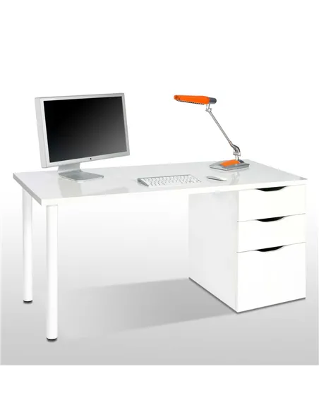 Blanco Artic White Desk With 3 Drawers, 2490