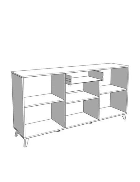 Bretanova Slatted Artisan Oak Effect And White Gloss Sideboard, 3426