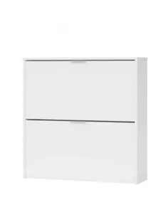 Brilo Matt White 2 Drawer Shoe Cabinet, 2893