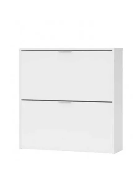 Brilo Matt White 2 Drawer Shoe Cabinet, 2893