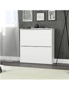 Brilo Matt White 2 Drawer Shoe Cabinet, 2893 2