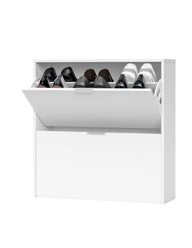 Brilo Matt White 2 Drawer Shoe Cabinet, 2893