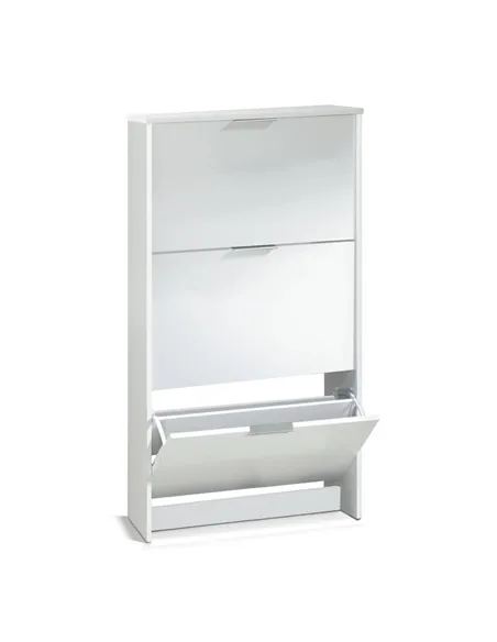 Brilo Matt White 3 Drawer Shoe Cabinet, 2894