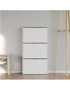 Brilo Matt White 3 Drawer Shoe Cabinet, 2894 2