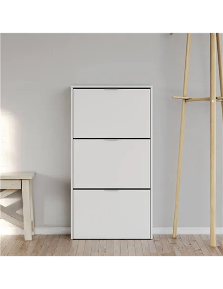 Brilo Matt White 3 Drawer Shoe Cabinet, 2894