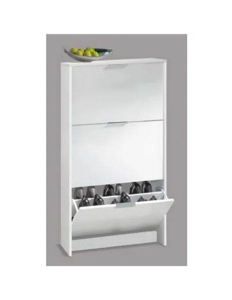 Brilo Matt White 3 Drawer Shoe Cabinet, 2894
