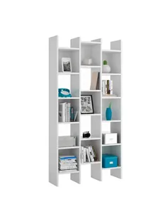 Cadiz White Gloss Triple Bookcase - 2601