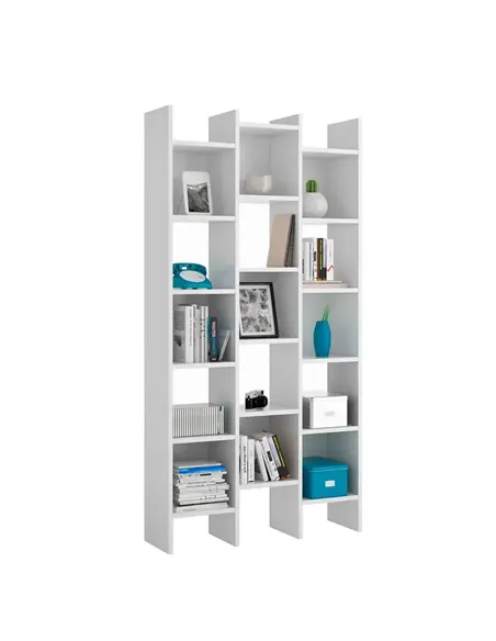 Cadiz White Gloss Triple Bookcase - 2601