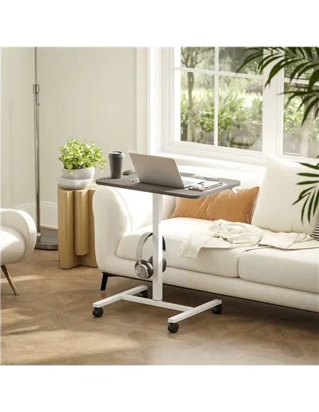 HOMCOM 75-115cm Manual Adjustable Sit-To-Stand Desk - White/Grey