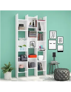 Cadiz White Gloss Triple Bookcase - 2601 2