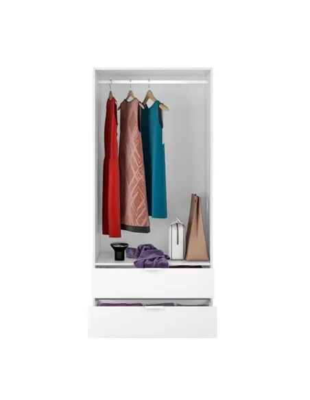 Cairo Artic White Compact 2 Door 2 Drawer Space-Saving Wardrobe, 3201