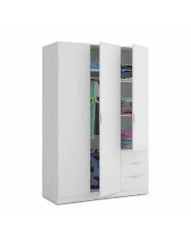 Cairo Artic White Compact 3 Door 3 Drawer Space-Saving Wardrobe, 3202