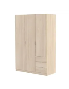 Cairo Oak Effect Compact 3 Door 3 Drawer Space-Saving Wardrobe, 3203