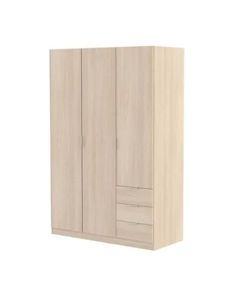 Cairo Oak Effect Compact 3 Door 3 Drawer Space-Saving Wardrobe, 3203