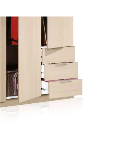 Cairo Oak Effect Compact 3 Door 3 Drawer Space-Saving Wardrobe, 3203