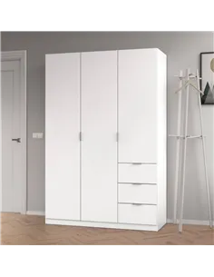 Cairo Artic White Compact 3 Door 3 Drawer Space-Saving 135cm Wardrobe, 3204 2