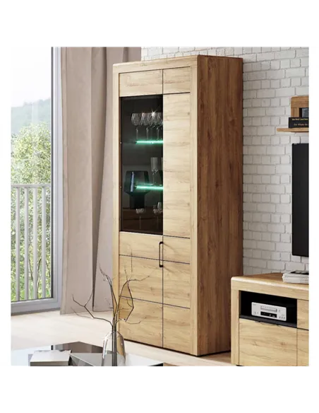 Camar Large Oak Effect 2 Door Display Cabinet K12, 2707