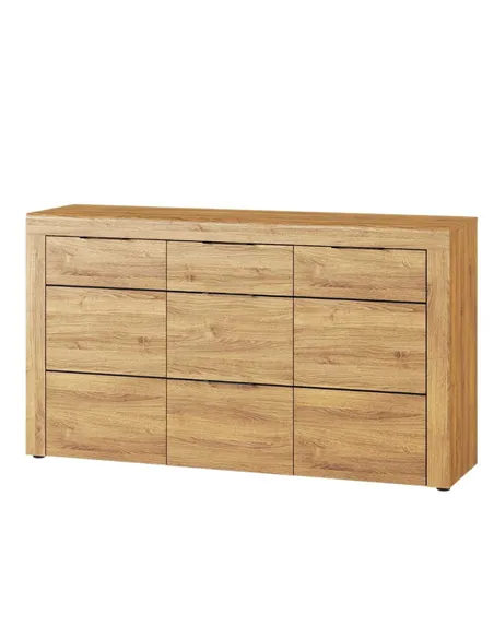 Camar Large Oak Effect 3 Drawer Sideboard K45, 2706