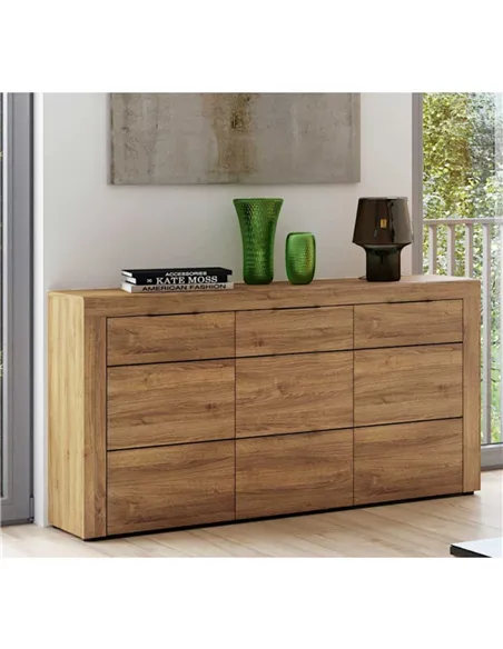 Camar Large Oak Effect 3 Drawer Sideboard K45, 2706