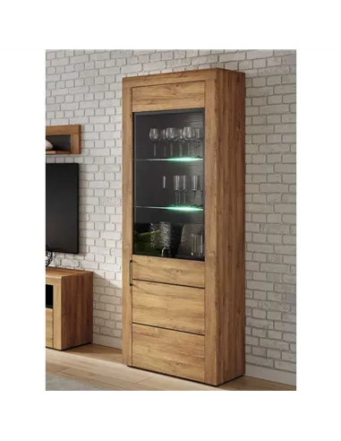 Camar Tall Oak Effect 1 Door Display Cabinet K10, 2710
