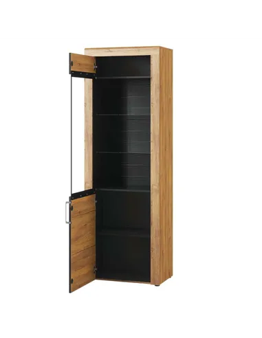 Camar Tall Oak Effect 1 Door Display Cabinet K10, 2710