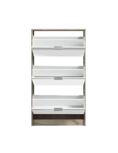 Carrera Mirrored and Oak Effect 3 Drawer Shoe Cabinet, 3136