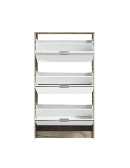 Carrera Mirrored and Oak Effect 3 Drawer Shoe Cabinet, 3136