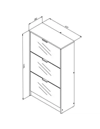 Carrera Mirrored and Oak Effect 3 Drawer Shoe Cabinet, 3136