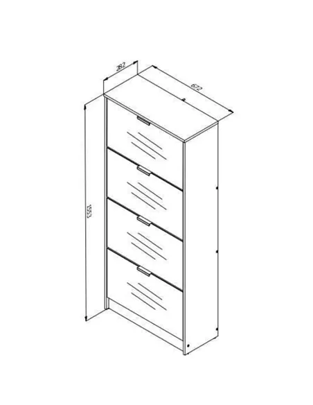 Carrera Mirrored and Oak Effect Tall 4 Drawer Shoe Cabinet, 3137