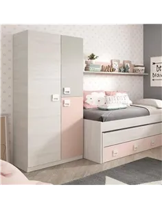 Carlos Grey And Pink 3 Door Slim Narrow Wardrobe, 3262 2
