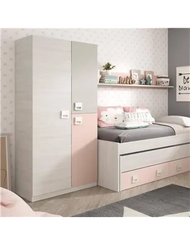 Carlos Grey And Pink 3 Door Slim Narrow Wardrobe, 3262
