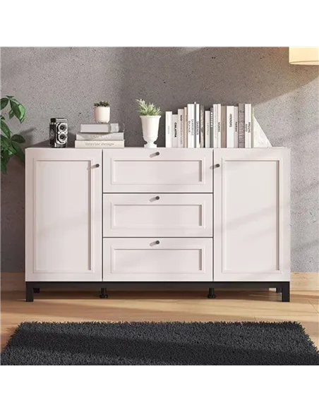 Cassio Cashmere Taupe Panelled Sideboard, 3439