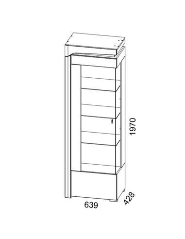 Cadillac Oak Effect And White Gloss LEFT Display Cabinet with LED Lights, 3172