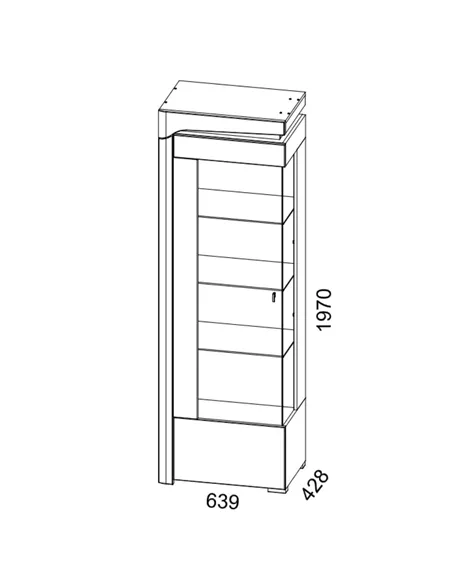 Cadillac Oak Effect And White Gloss LEFT Display Cabinet with LED Lights, 3172